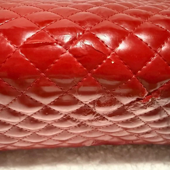 Consuela Quilted Red Patent Floral Embroidered Tote - Picture 11 of 16
